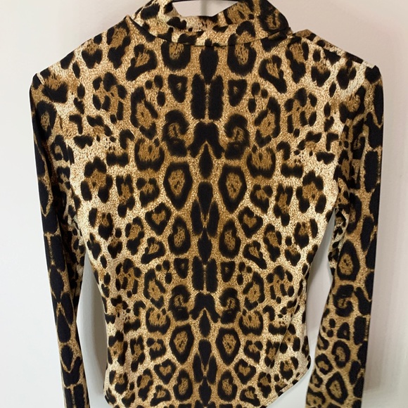 Sytung Leopard Turtleneck Long Sleeve Bodysuit Size Medium - Picture 6 of 7